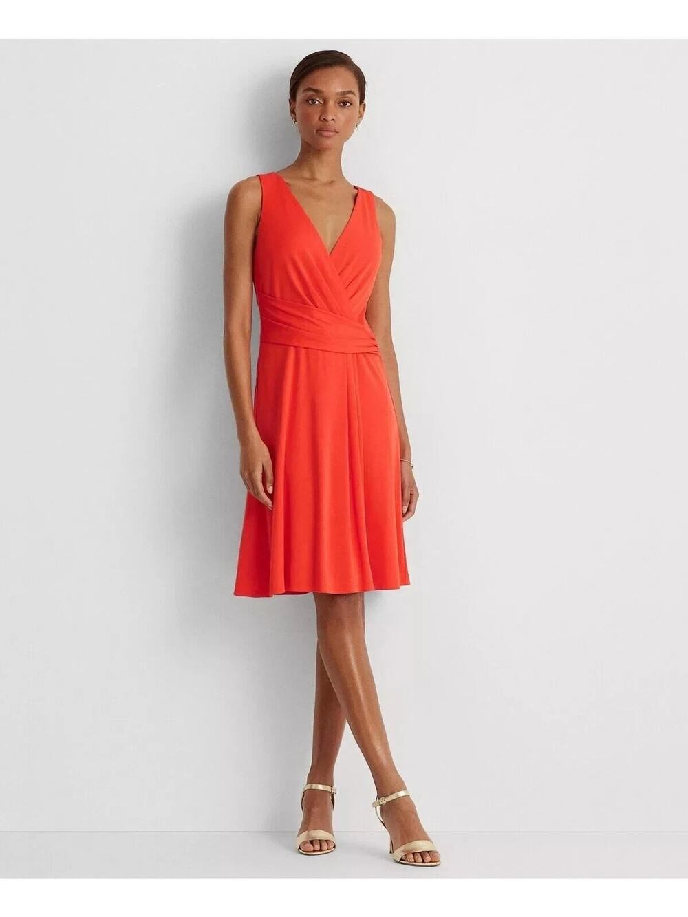 Lauren Ralph Lauren NWT Sleeveless Lined Jersey Dress Orange Size 16 Stretchy